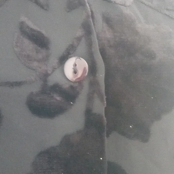 Black semi sheer blouse with velvet flowers - Picture 3 of 3